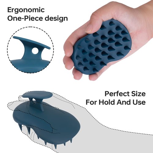 PHOVSUV 2pcs Shampoo Brush Hair Scalp Massager,100% Silicone Scalp Scrubber,Scalp Exfoliator for Stress Relax Hair Growth(Dark Blue+Green)