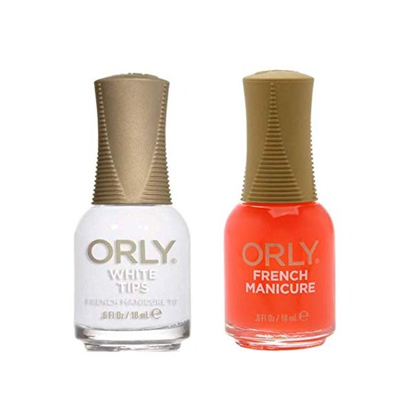 French Manicure Duo Kit Nail Polish, Orly Nail Lacquer, White Tips and Bare Rose, 0.6 oz each