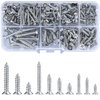 wugongshan 250G Self Tapping Screws Assortment Fasteners Set, M3/M4/M5 Sheet Metal Screws Fasteners Kit, Round Phillips Drive Flat Countersunk Head Wood Screws for Woodworking - 10 Sizes