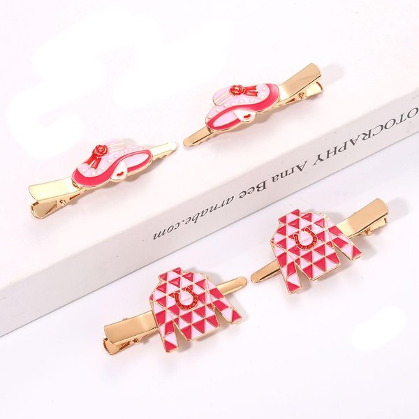 4PCS Kentucky Derby Hair Clips for Women Derby Riding Suit Horse Horseshoe Hairpins Kentucky Derby Hair Accessories Outfits Horse Racing Derby Fan Gifts (4PCS Pink)