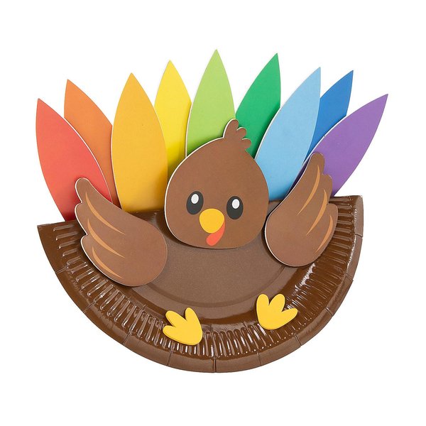 Fun Express Thanksgiving Turkey Paper Plate Rocker Craft Kit - Makes 12