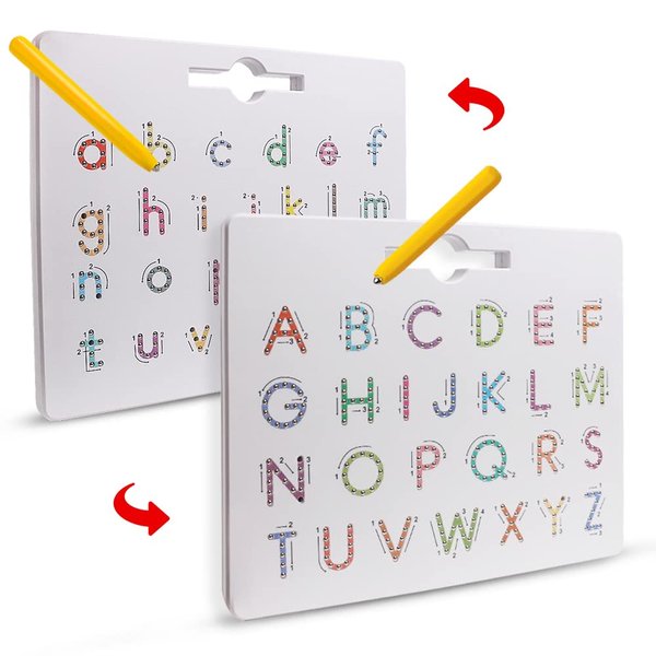 USATDD Magnetic Letters Practicing Board,Tracing ABC Alphabet Magnet Drawing Board Educational Preschool Practice Learning to Write Toys Montessori Uppercase&Lowercase Gift for Kids Toddlers