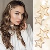 SmallCat 8pcs Star Hair Clips, Gold Rhinestone Star Hair Barrettes, Elegant Star Hair Accessories, Metal Crystal Double Star Hair Pins for Women for Daily Use, Festival, Parties