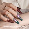 FANDAMEI Press on Nails Long Matte, 13 Packs 312 PCS Press on Nails Long Coffin, Full Cover Long Ballerina Fake Nails, Acrylic False Nail Tips with Nail Glue, Nail Rhinestones, Nail Art Stickers