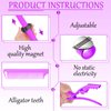 22 Pieces Magnetic Wrist Sewing Pincushion Hair Braiding Tools Pin Wristband Stainless Steel Pintail Rat Tail Comb Wide Teeth Alligator Sectioning Hair Clip Hair Parting Ring Tool for Hair (Purple)