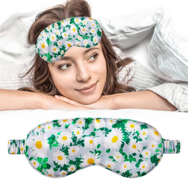 QIYUE Eye Mask for Sleeping Made of 100% MulberrySilk, Softest & Breathable Silk Eye Sleep Mask,Silk Sleep Mask for Women Men,Eye Sleep Shade Cover,Blocks Light Reduces Puffy Eyes Gifts (Daisy)