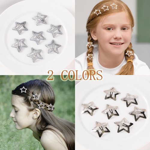 Yutniverse 30 PCS Star Hair Clips Y2K Accessories for Women 2 Colors Shiny Metal Hair Clips Non Slip Star Hair Accessories Star Barrettes for Party Christmas Snap Hair Clips for Girls