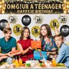 13th Birthday Decorations for Boys Girls Black and Gold Omg Ur a Teenager Banner Foil Confetti Balloons Happy 13th Birthday Backdrop Yard Sign for Kids 13 Years Old Anniversary Birthday Party Supplies
