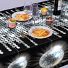 durony 2 Pieces Silver Disco Party Tablecloth 54 x 108 Inch Las Vegas Party Tablecover 70s Casino Theme Party Decor Glitter Sparkle Metallic Backdrop for Disco Birthday Party Supplies