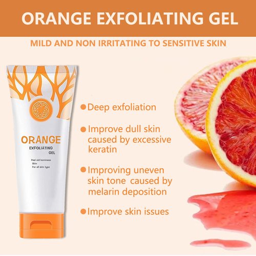 Orange Exfoliating Gel Scrub Face Body Skin Peeling Gel Face Scrub Deep Cleansing Moisturizing Facial Exfoliator Natural Orange Peeling Gel Face Scrub Cream for Women Skin Care (2PCS)