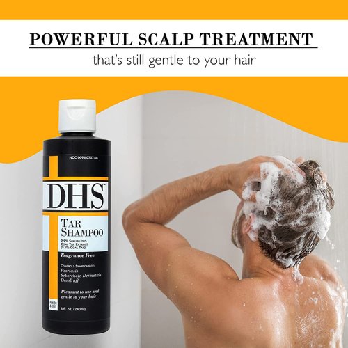 DHS Person & Covey, Inc Coal Tar Shampoo - Anti Dandruff Shampoo for Men & Women, Psoriasis Shampoo & Dandruff Hair Care for Itchy Scalp, Unscented Seborrheic Dermatitis Shampoo - 8 Fl Oz, Pack of 3