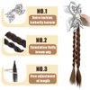 OULIGET Ponytail Extension Claw Clip,Wig Clips Braided Ponytail Extension Hair,Retro Butterfly Hairpin Double Braided Ponytails Hairpieces for Women,Brown,18 Inches