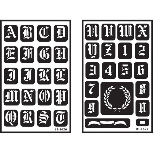 Over'N'Over Reusable Stencils 5x8 2/Pkg-Old English Alphabet