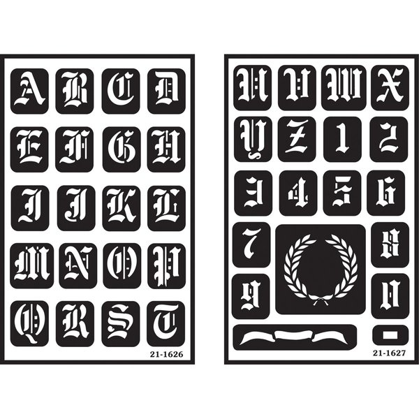 Over'N'Over Reusable Stencils 5x8 2/Pkg-Old English Alphabet