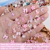 Kikonoke 100 Pieces 3D Resin Butterfly Bear Nail Charms Rose Flower Peach Skirt Bow Deer Snake Rabbit Animal Shaped Rhinestones Pearls for DIY Nail Art Decoration Making Craft (Pink)