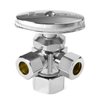 (Pack of 2) EFIELD Dual Compression Outlet Angle Stop Valve, Multi-Turn, 1/2" NOM (5/8" ODx3/8"x 3/8") Chrome