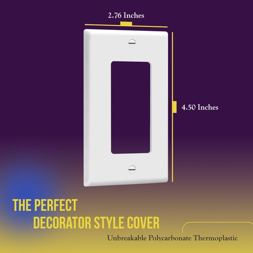 ENERLITES Decorator Light Switch or Receptacle Outlet Wall Plate, Size 1-Gang 4.50 Inches x 2.76 Inches, Unbreakable Polycarbonate Thermoplastic, 8831-W-10PCS, White (10 Pack), UL Listed