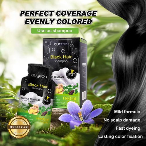 Dapoprren Natural Plant Hair Dye for Grey Hair, Black Bubble Plant Hair Dye Shampoo for Men, Cream, 6.76 Fl Oz, Demi-Permanent, Suitable for all hair colors, Box of 10