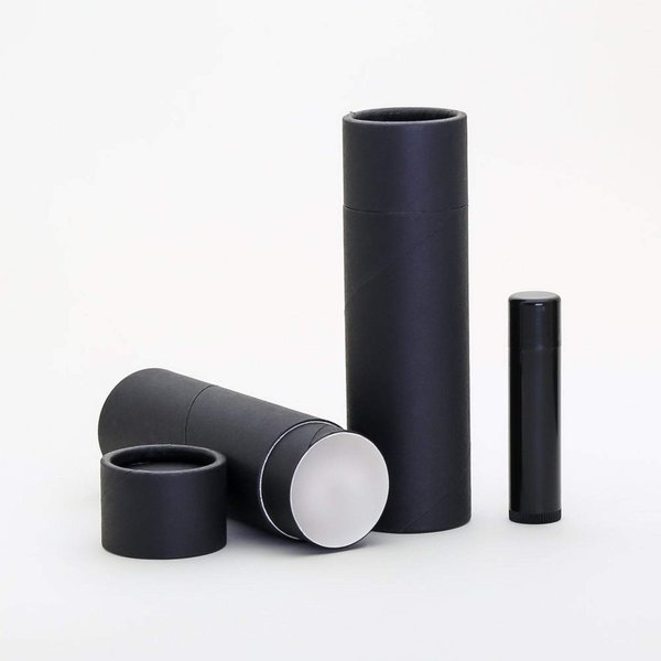 2.5 OZ Black Kraft Paperboard Lip Balm/Deodorant/Cosmetic/Lotion Tubes (25)