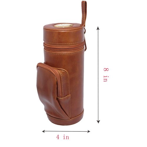 AMANCY Upgrade Cedar Wood Lined Portable Travel Leather Cigar Humidor Case with Pocket,Easily Carry Lighter and Cutter