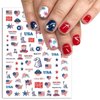 8 Sheets 4th of July Nail Art Stickers 3D Self-Adhesive Independence Day Nail Decals USA Flag Patriotic Nail Stickers Stars Stripes Eagle Nail Design Memorial Day Nail Supplies for Women Nail Decor