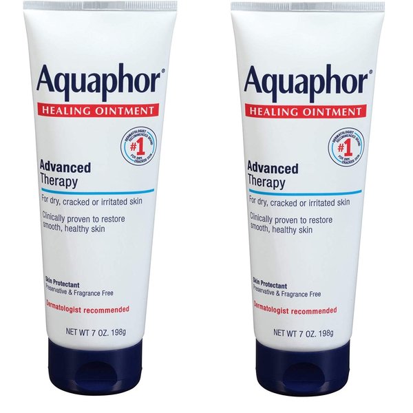 Aquaphor Healing Ointment - Dry Skin Moisturizer - Hands, Heels, Elbows, Lips, 7 oz. Tube, 2 Pack