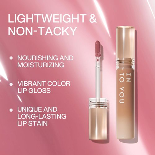 INTO YOU Lip Stain Long Lasting, Lip Gloss, Lip Tint, Lip Plumper Gloss, Glitter Lip Gloss, Liquid Lipstick, Vivid Color, Smudge-Proof, Lightweight, Naturally Moisturizing, Lip Oil For Dry Lips (G06)