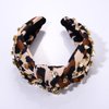 Crystal Velvet Headband Leopard Cross Knotted Turban Headdress Colorful rhinestone Statement Wide Hair Band Hoop Accessories For Women Girls (Leopard)