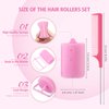 48 Pieces Foam Sponge Hair Rollers, Soft Sleeping Hair Curler Flexible Hair Styling Sponge Curler, and Stainless Steel Rat Tail Comb for Hair Styling (1.57 inch/ 4.0 cm, Pink and Dark Pink)