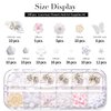 CQ zagir 140 Pcs 3D Flower Nail Art Charms White Nail Charms for Acrylic Nail Supplies Luxurious Mixed Nail Art Rhinestones Nail Gems Nail Accessories DIY Nail Decorations