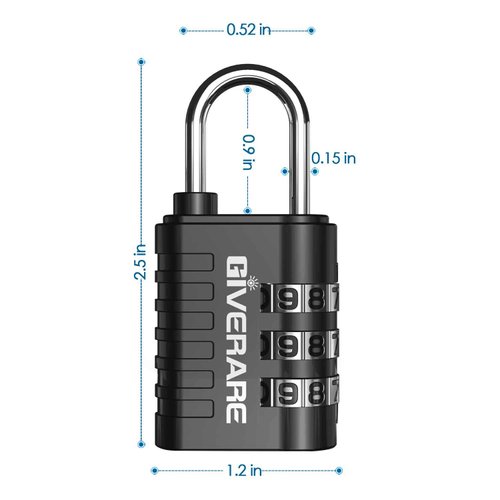 GIVERARE 8 Pack Combination Lock, 3-Digit Padlock Keyless, Resettable Luggage Locks for Backpack, Gym & School & Employee Locker, Weatherproof Travel Lock for Fence, Backyard Gate, Hasp, Case-Black
