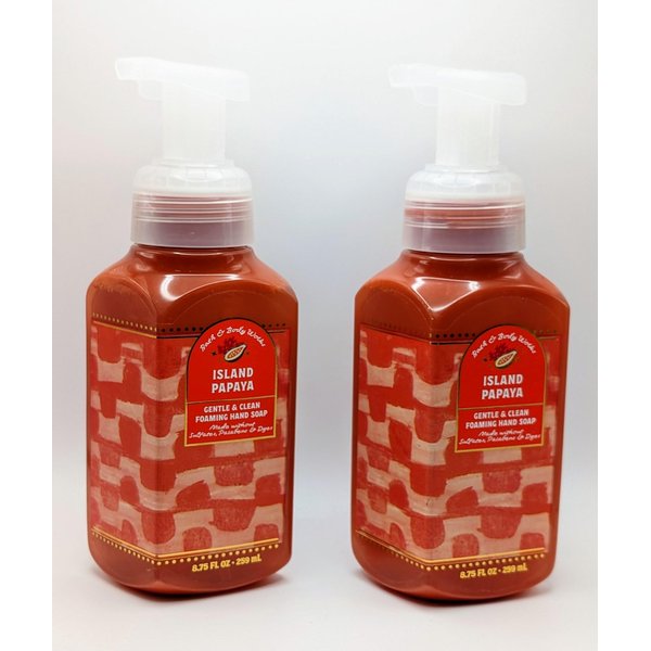 Island Papaya Foaming Hand Soap Gentle w Natural Essential Oils Bath and Body 2 pack