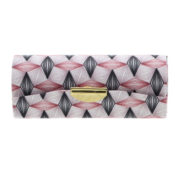 Motique Accessories Diamond Pattererned Fabric Lipstick Case with Mirror for Purse-Mauve