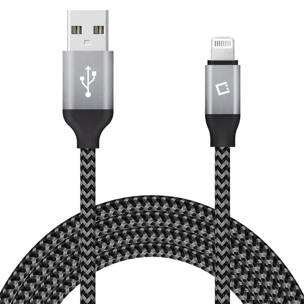 Lightning USB Charging Cable for iPhones, Braided Cable (Made for iPhone) Apple MFI Certified (10-FT Dark Grey)