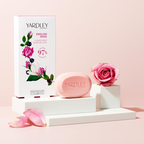 Yardley English Rose Luxury Bar Soap Set for Women, 3 Count
