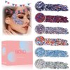 Boko 6pcs Body Glitter Gel, Red White Blue Chunky Glitter Gel for Face Hair Body Makeup, Cosmetic Patriotic Glitter for Flag Party 4 of July Independence Day Olympic Rave Accessories - Flag Heart