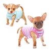 Frienperro Small Dog Shirt, 2-Pack Dog Clothes for Small Dogs Girl, Breathable Cotton Striped Teacup Chihuahua Clothes, Sleeveless Small Yorkie Puppy Clothes Outfit Cat Vest, Green & Pink XXS