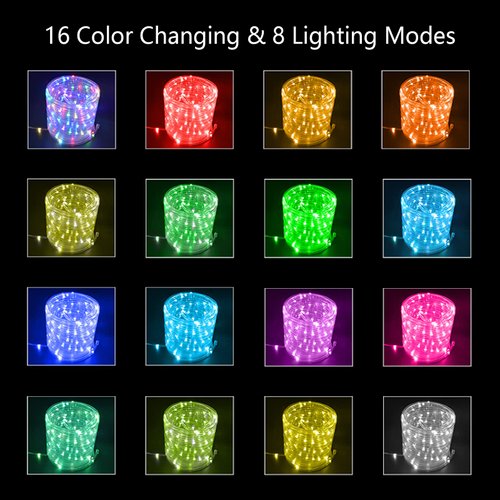 GLPE LED Rope Lights with USB Powered, 2 Pack X 33Ft 100 LED String Lights Indoor Outdoor with Remote,16 Color Changing Fairy Tube Lights for Bedroom Garden Party Wedding Christmas