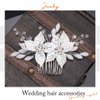 JONKY Wedding Flower Hair Comb Rhinestone Silver Hair Side Combs Crystal Wedding Hair Piece Floral Bridesmaid Hair Accessories for Women and Girls