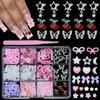 3D Nail Gems Rhinestones Charms Butterfly Star Bowknot Tiny Flower Nail Art Charms Variety Nail Charms Heart Nail Pearls Butterfly Star Cherry Nail Rhinestones Charms for Manicure DIY Accessories