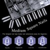LuckyAttic 600pc Clear Fake Nails Medium Square Gel X Nail Tips Full Cover Soft Gel Nail Tips Square False Nails Gel x Tips Artificial Fingernail for Acrylic Nails Extension Press DIY