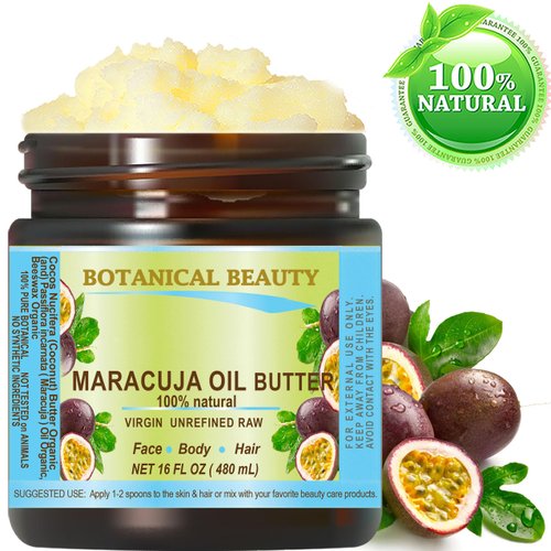 Botanical Beauty MARACUJA OIL BUTTER RAW 100% Pure Natural VIRGIN UNREFINED Cold-Pressed Carrier for Face, Skin, Body, Hair, Lip, Nails. Rich in Vitamin E (16 Fl Oz)