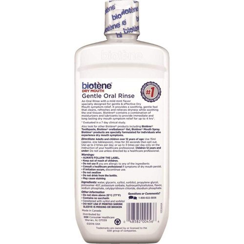 Biotene Dry Mouth Gentle Oral Rinse, Mild Mint, 16 Ounces each (Pack of 1)