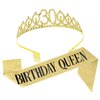 CAIRIAC Gold 30 Birthday Sash and Crown, 30 Sash Thirty Birthday Tiara for Her, Happy 30th Gift Birthday Queen Sash & 30 Crown Set for Women 30 Year Old Party Decoration (Glitter Golden)
