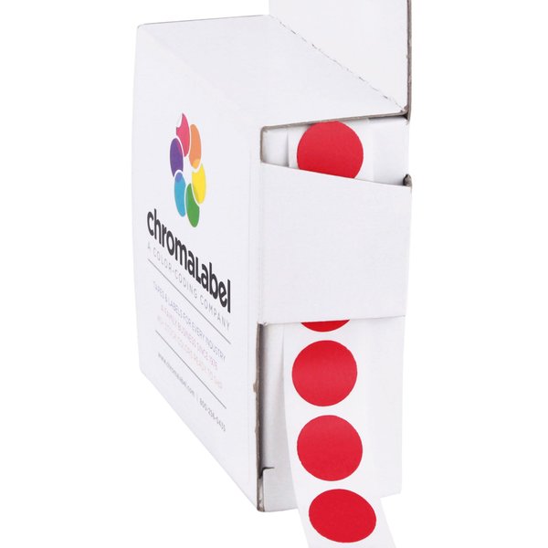 ChromaLabel 1/2 Inch Circle Sticker Labels, Easy to Write On Colored Dot Stickers, Permanent Sticky Dots - 1000 Color Coding Labels per Dispenser Box, Red Stickers
