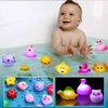 24 Packs Baby Bath Light Up Toys, Floating Rubber Animal Toys for Toddlers Infant Kids Boys Girls Flashing Color Changing Light in Water Bath Toys for Bathtub Bathroom Shower Games Swimming Pool