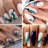 8 Sheets Designer Nail Art Stickers 3D Self-Adhesive Marble Wave Nail Decals with Gold Lines Design Nail Stickers Blue Acrylic Nail Art Supplies for Women Girls DIY Nail Decoration Accessories