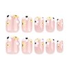 24pcs Pink Press on Nails Short Square Decoration Spring Glossy Fake Nails Short Coffin Flower Nail Supplies Acrylic Exquisite Nail Supplies for Women and Girls Full Cover Gel Reusable Set