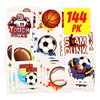 Playbees Sports Tattoos - 144 Pack - Assorted Goofy Sports Designs Tattoos - 2 Inches - Easy to Apply, Water-Based Ink - Sports Party Favors, Bag Stuffers, Fun Gifts - Safe for Kids, Ages 5+
