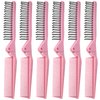 Qjaiune 6PCS Travel Foldable Brush Comb Portable Folding Comb, Anti-Static Hair Comb Mini Pocket Comb, Double Headed Hair Brush Hairdressing Tools Plastic Folding Comb for Men Women (Pink)
